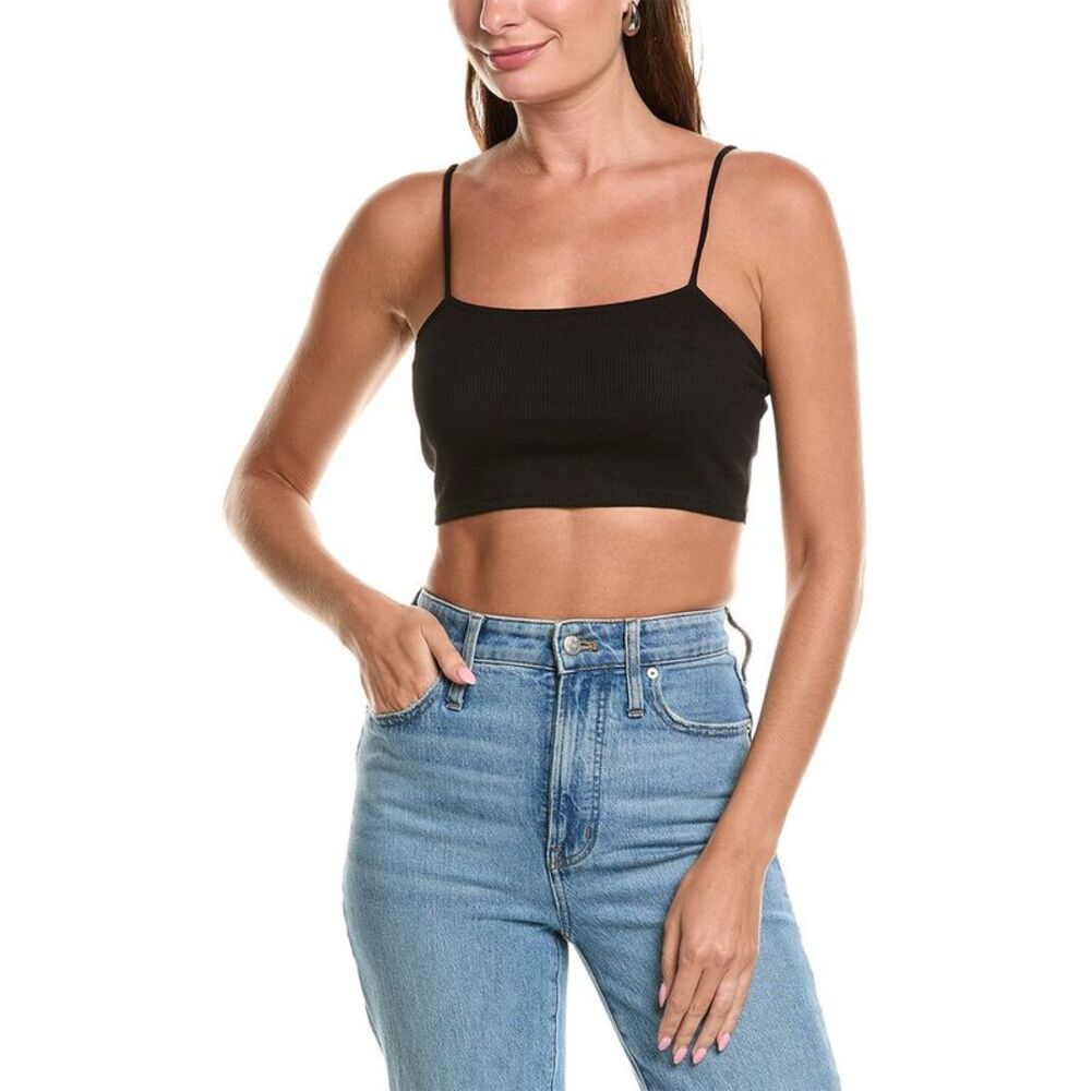 Project Social T Womens Floating Rib Cropped Tank, Black